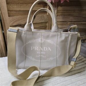 Prada Women's Beige Canvas Tote Bag